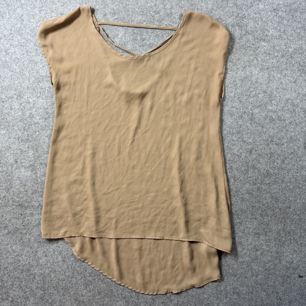 Fiancée Women J413052T High Low Blouse Medium Tan Strappy Back Polyester